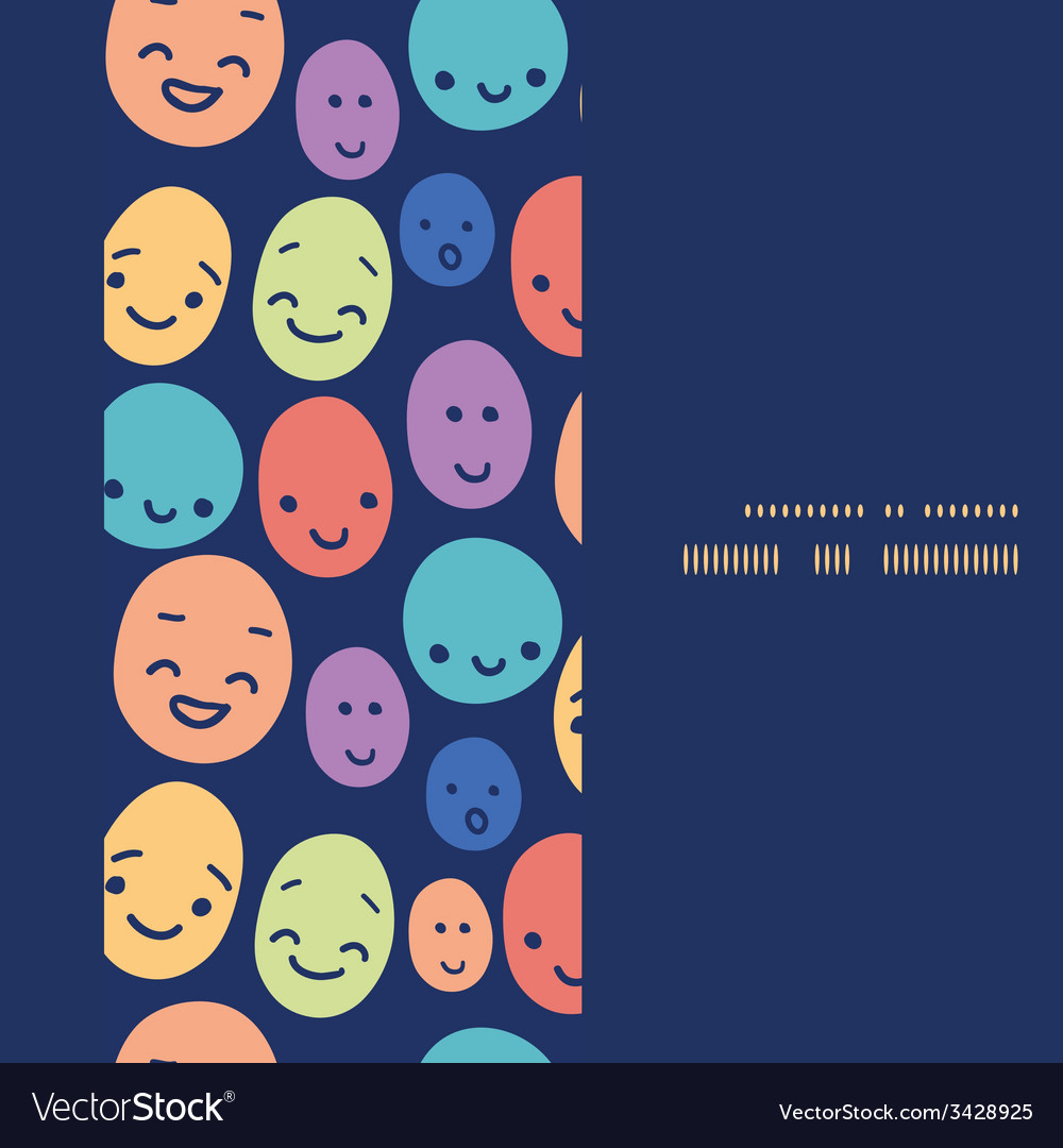 Funny faces vertical frame seamless pattern Vector Image