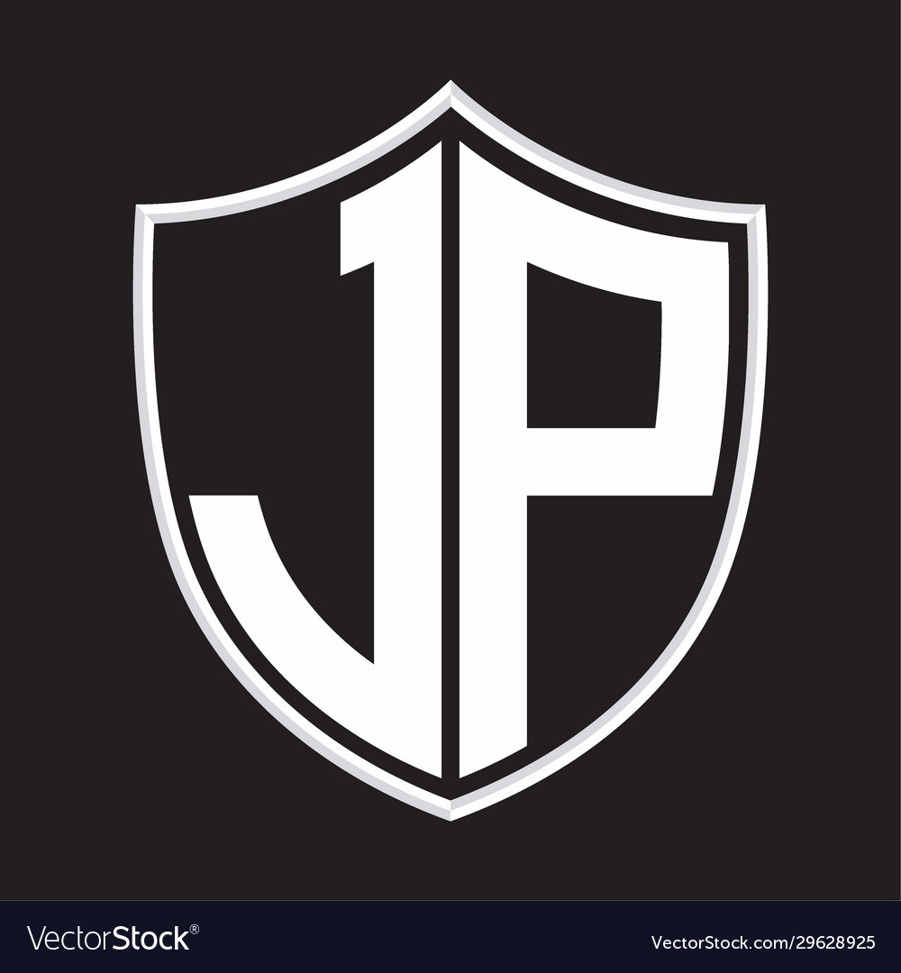 Jp logo monogram with shield shape isolated