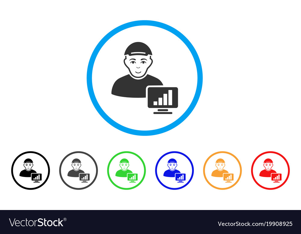 Online trader rounded icon