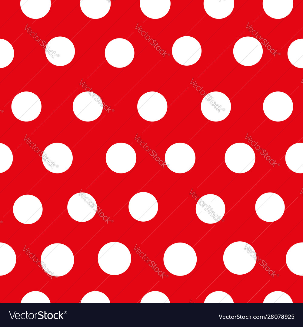 Red and white dots seamless repeat pattern print vector image Red and white dots seamless repeat pattern print