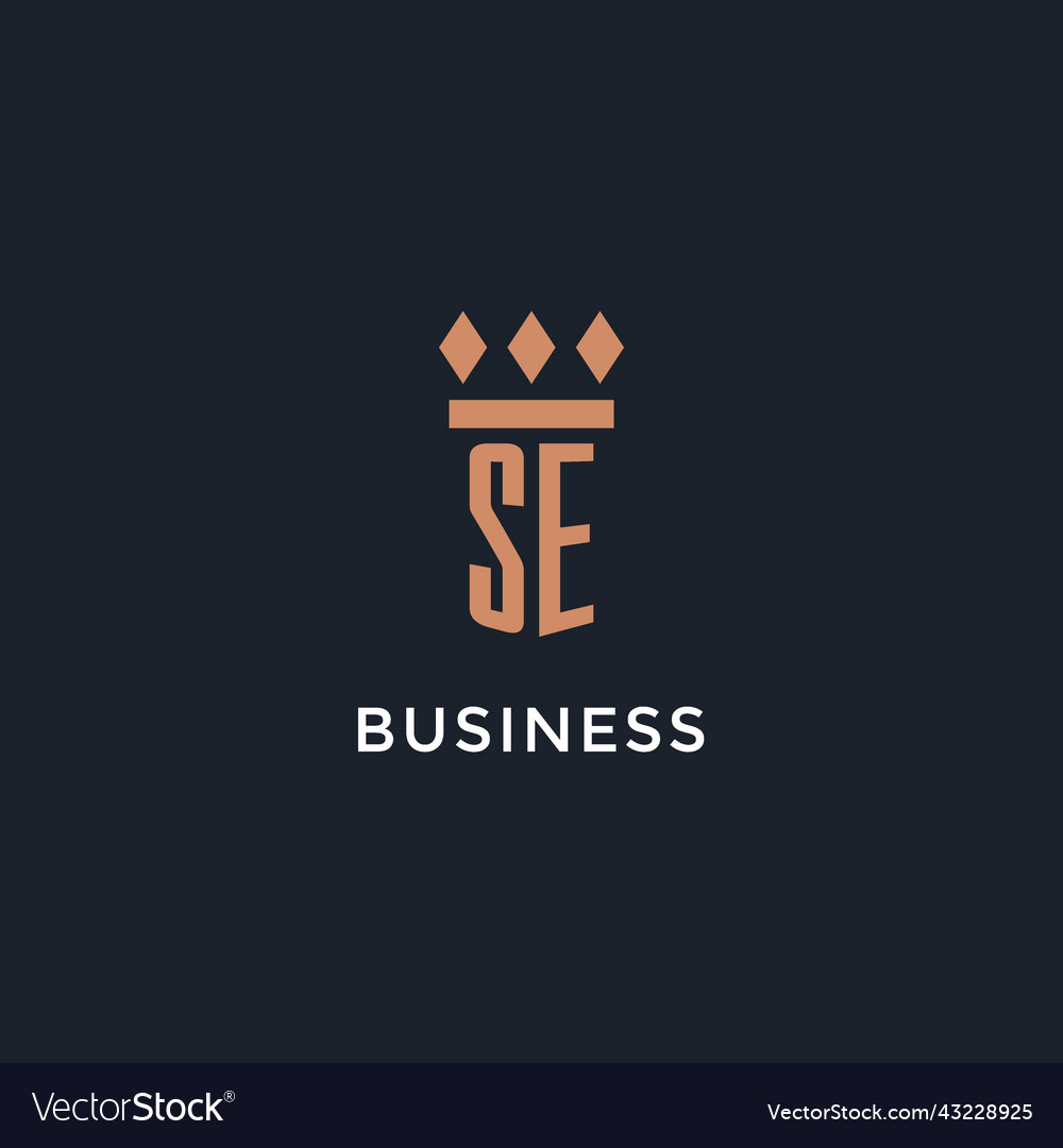 Se logo initial with pillar icon design luxury Vector Image