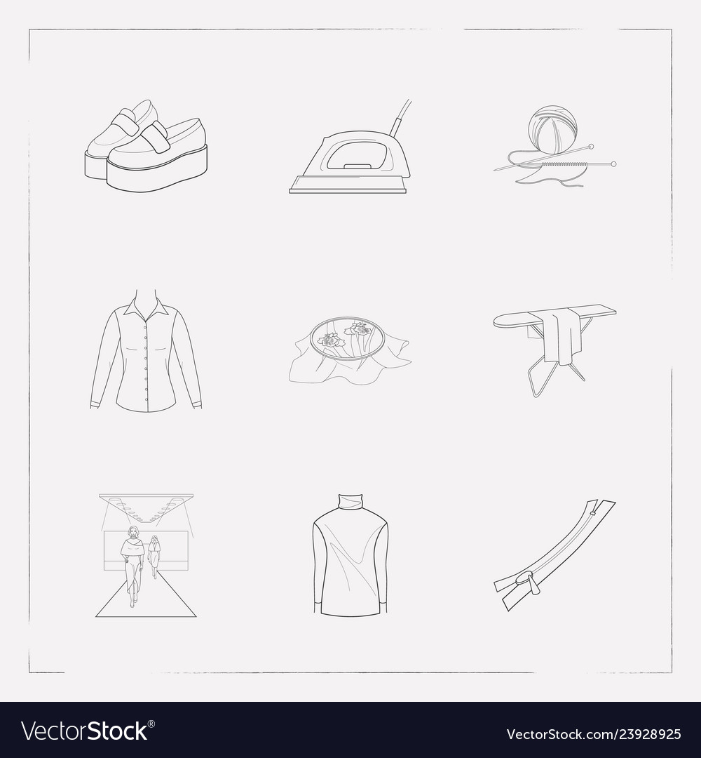 Set of clothes icons line style symbols with iron Vector Image