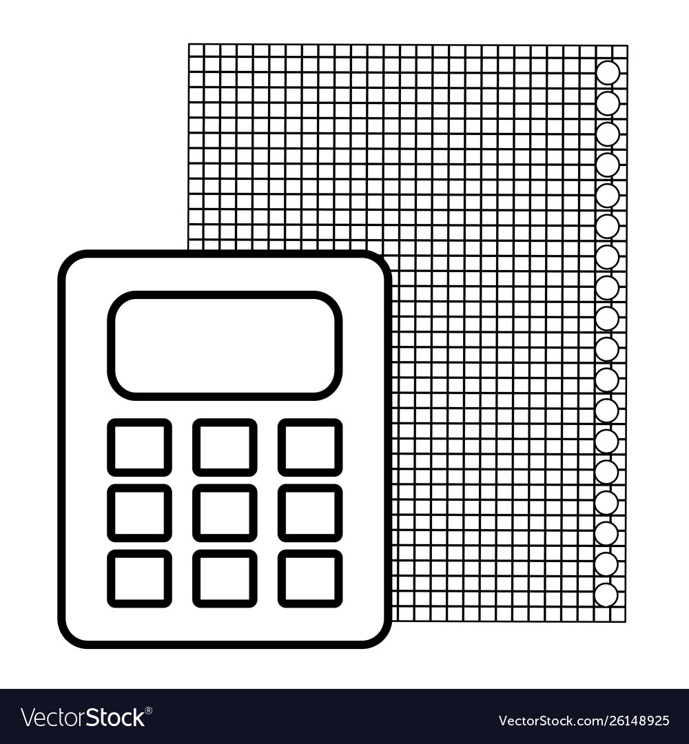 Sheet notebook paper with calculator vector image Sheet notebook paper with calculator
