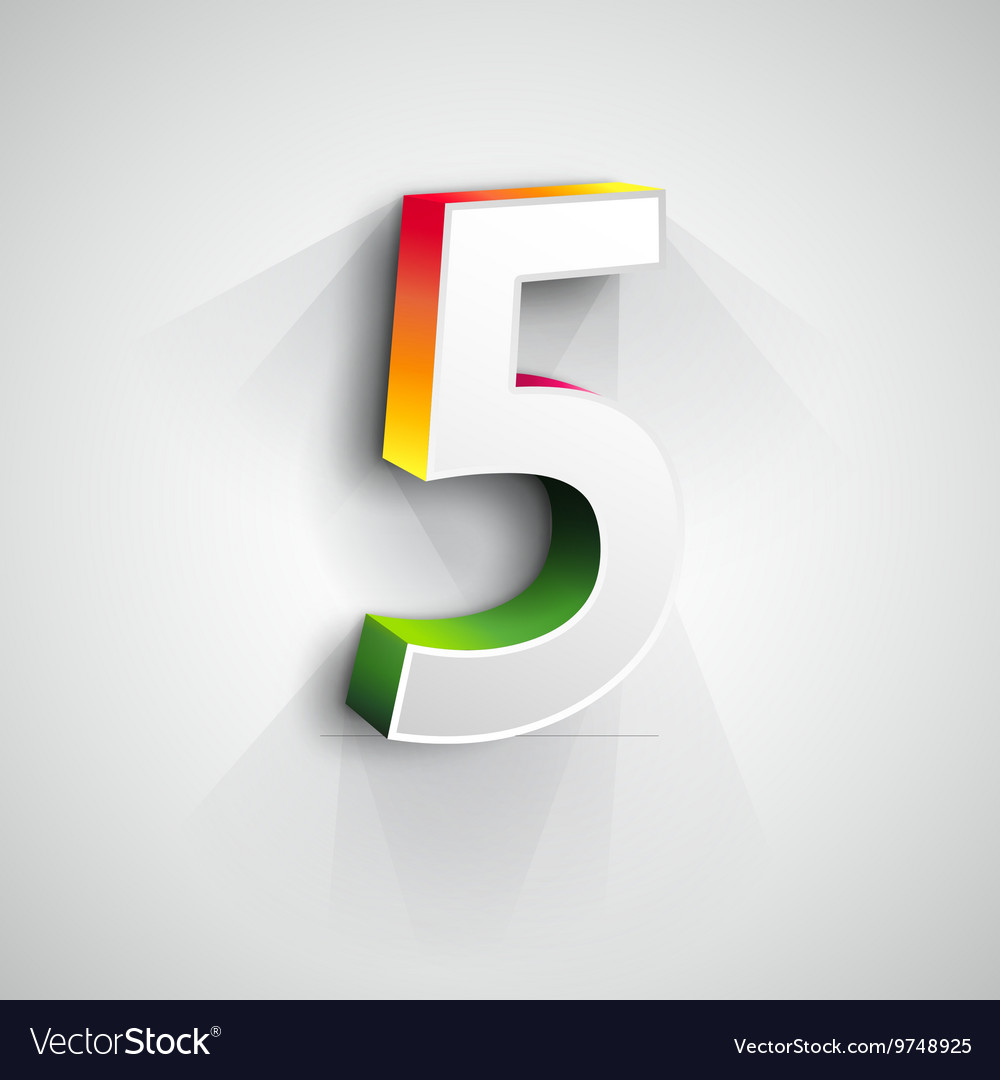 Shiny 3D Number Five