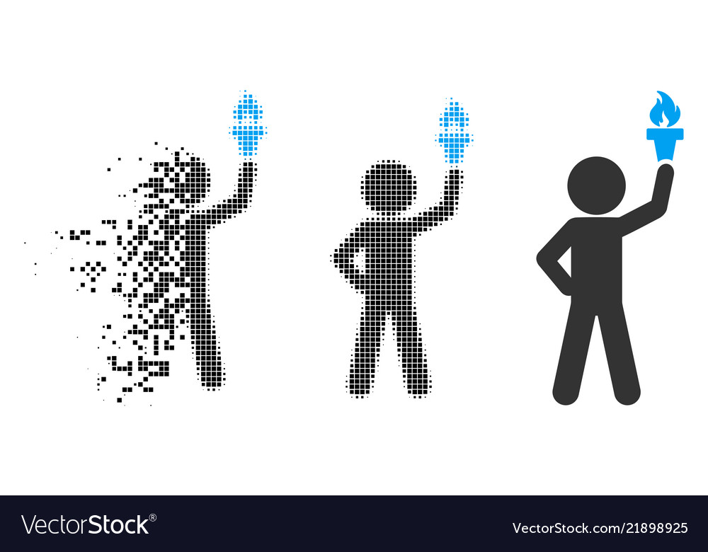 Shredded dotted halftone child with freedom torch