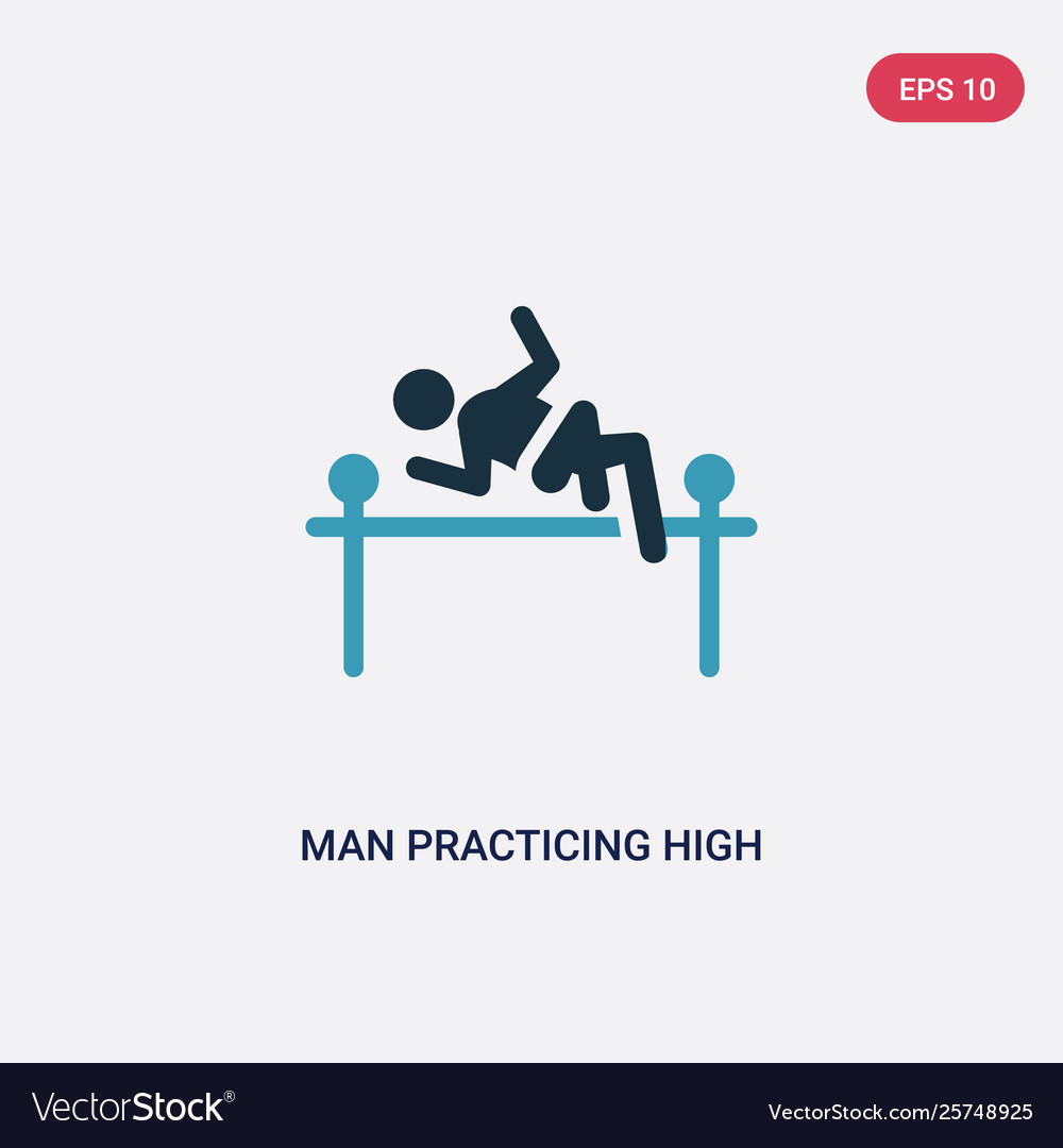 Two color man practicing high jump icon from