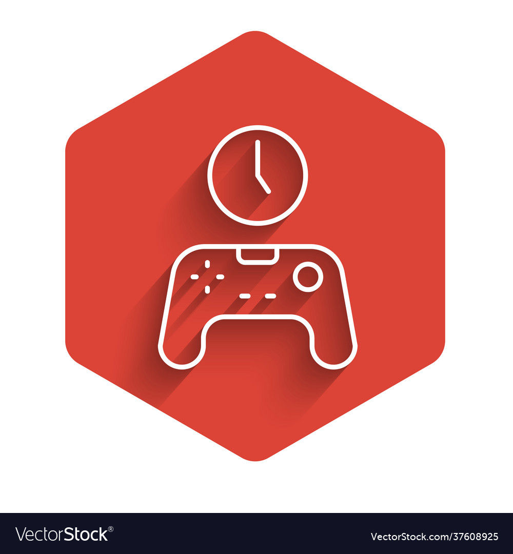 White line gamepad time icon isolated with long vector image White line gamepad time icon isolated with long