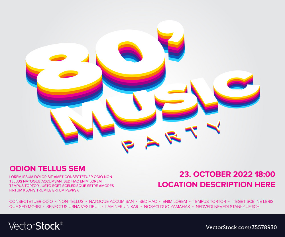 80 disco music party poster template