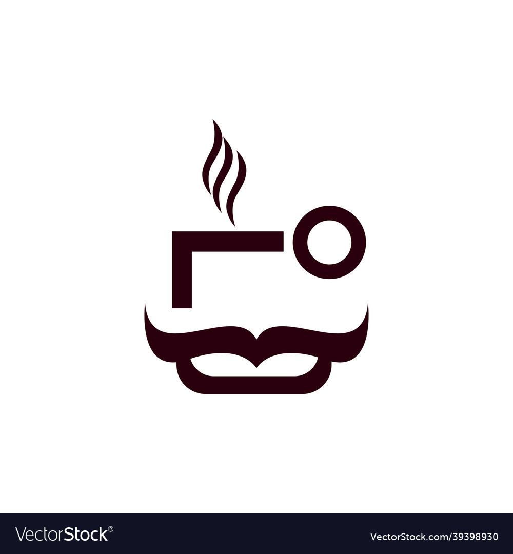 Abstract coffee cup mustache logo icon