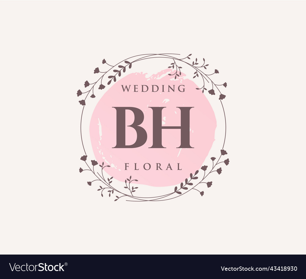 Bh initials letter wedding monogram logos Vector Image