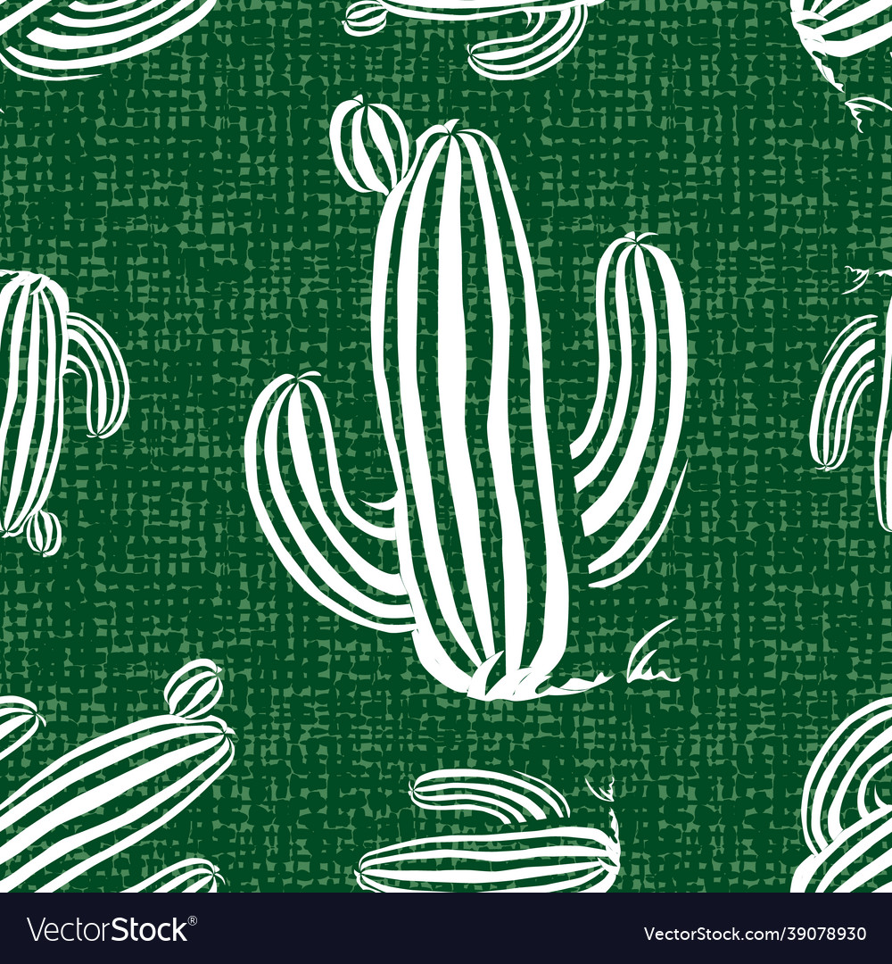 Dark green abstract cactus repeat pattern vector image Dark green abstract cactus repeat pattern
