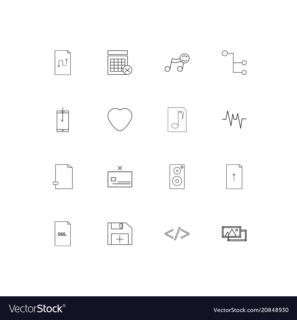 Files and folders sign linear thin icons set