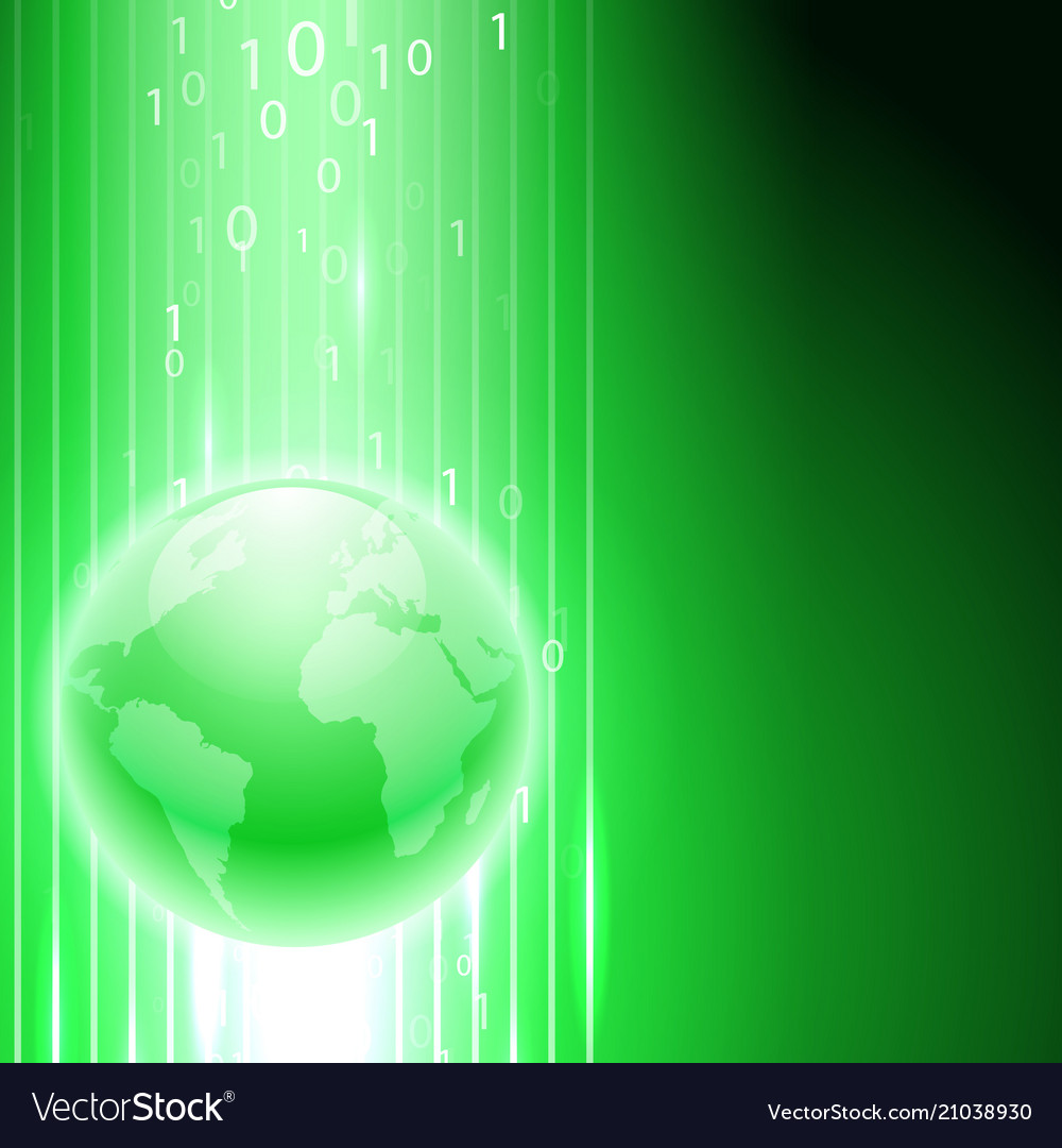 Grüner Hintergrund mit binären Code auf der Welt vector image Grüner Hintergrund mit binären Code auf der Welt