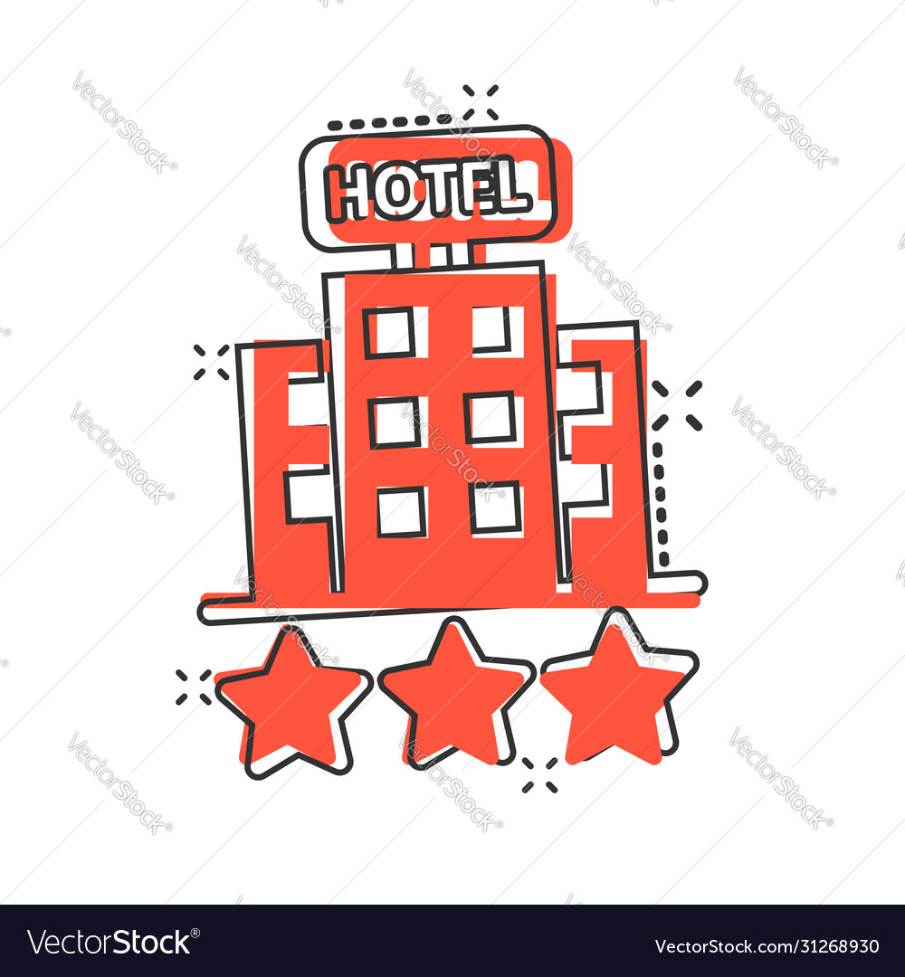 Hotel 3 Sterne Zeichen Symbol im Comic Stil Gasthof vector image Hotel 3 Sterne Zeichen Symbol im Comic Stil Gasthof