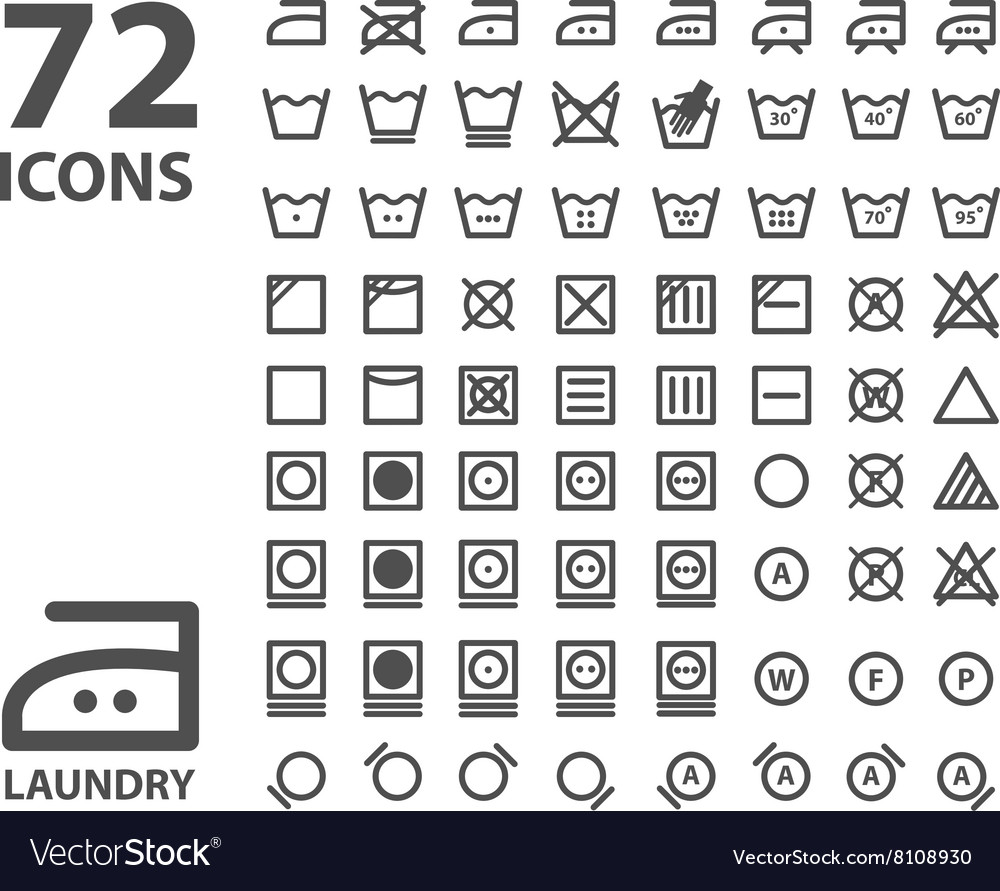 Laundry And Washing Icon Set Isolated On White Vector Image