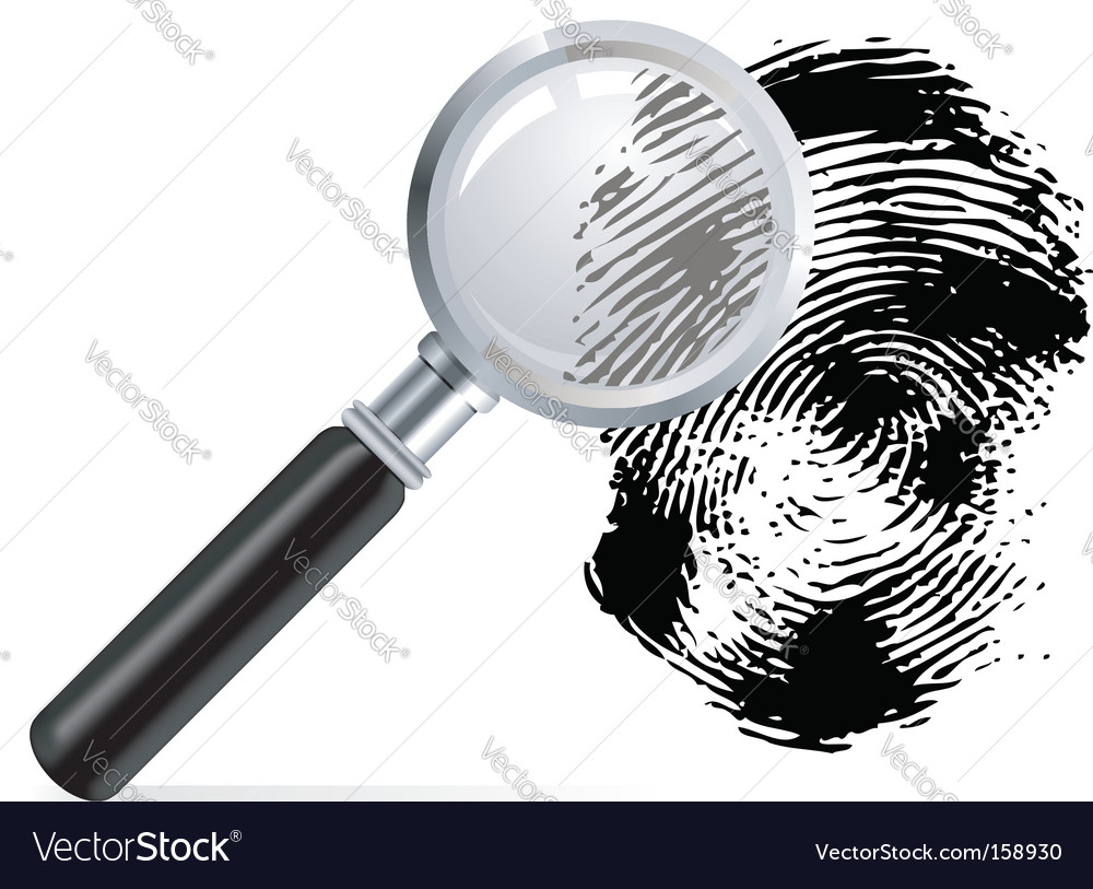 Magnifier with scanned fingerprint Royalty Free Vector Image