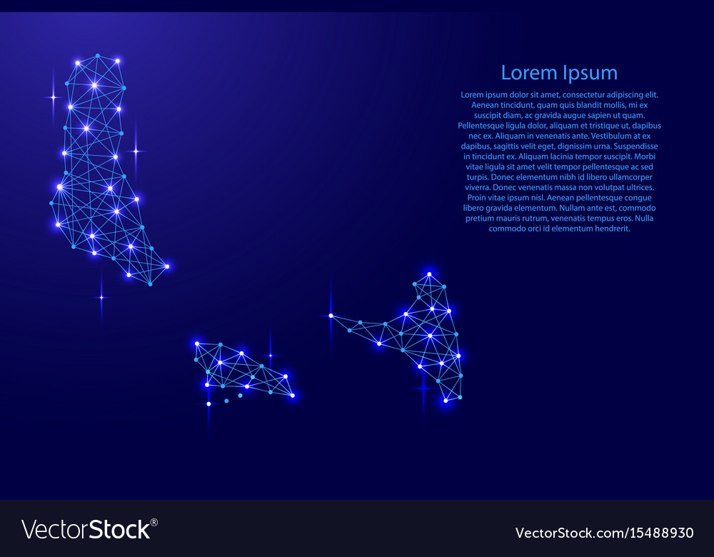 Map of comoros from polygonal blue lines Vector Image