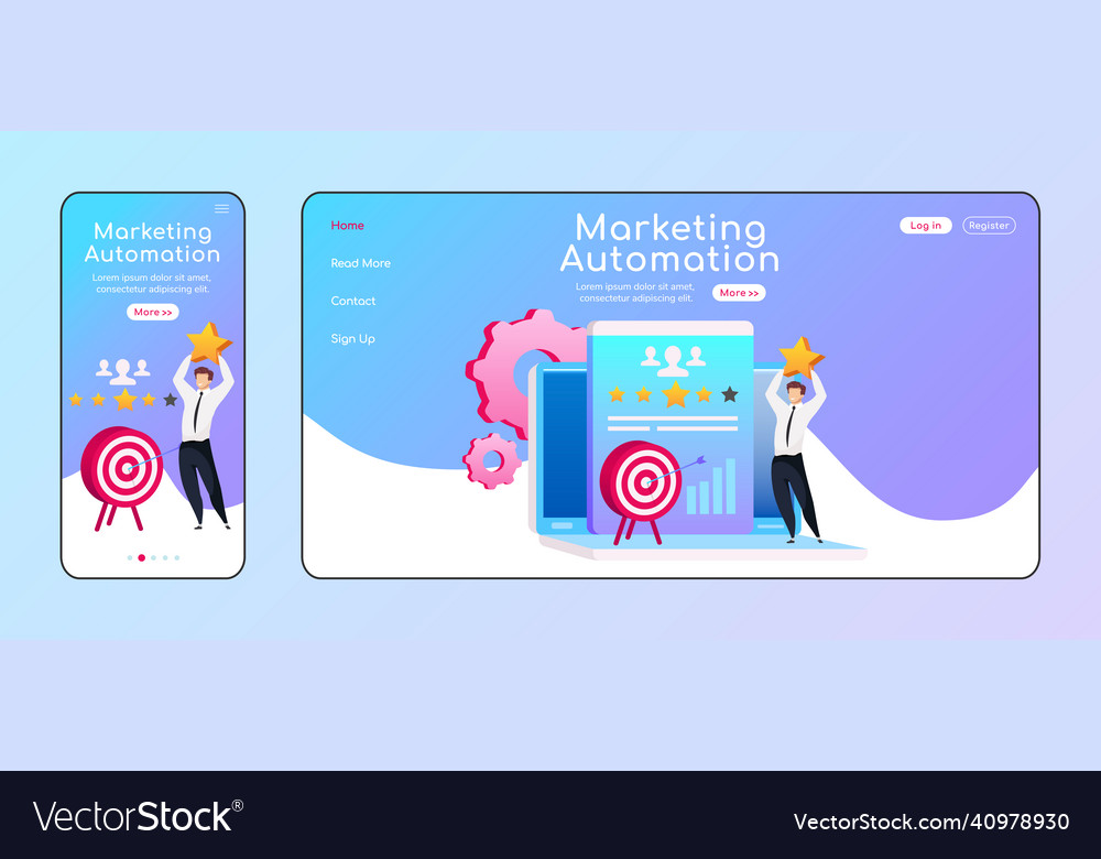 Marketing automation adaptive landing page flat