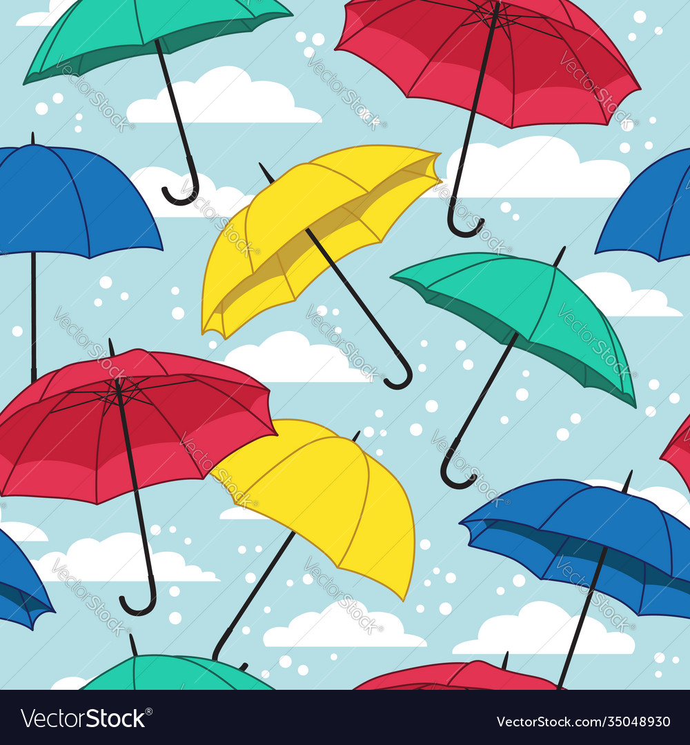 Seamless pattern with bright umbrellas