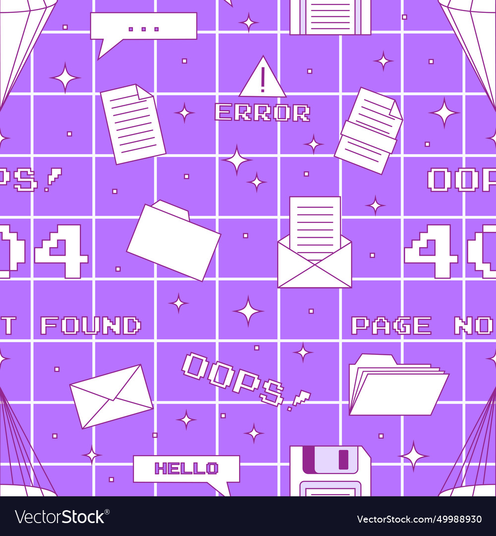 Seamless pattern with old computer elements vector image Seamless pattern with old computer elements