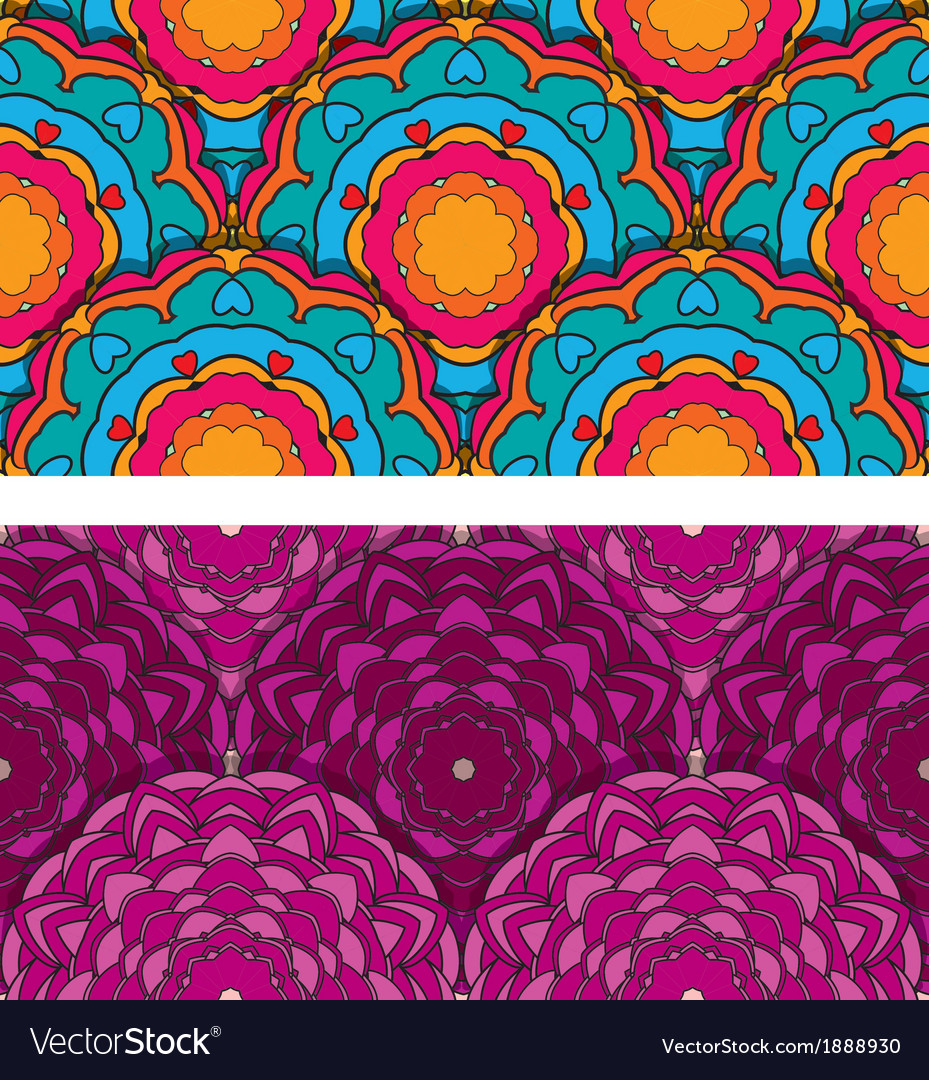 Seamless patterns with round ornaments