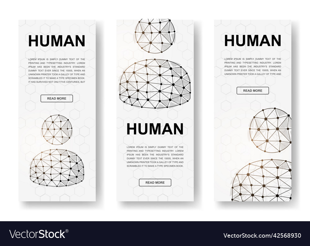 Set of three user avatar polygonal vertical