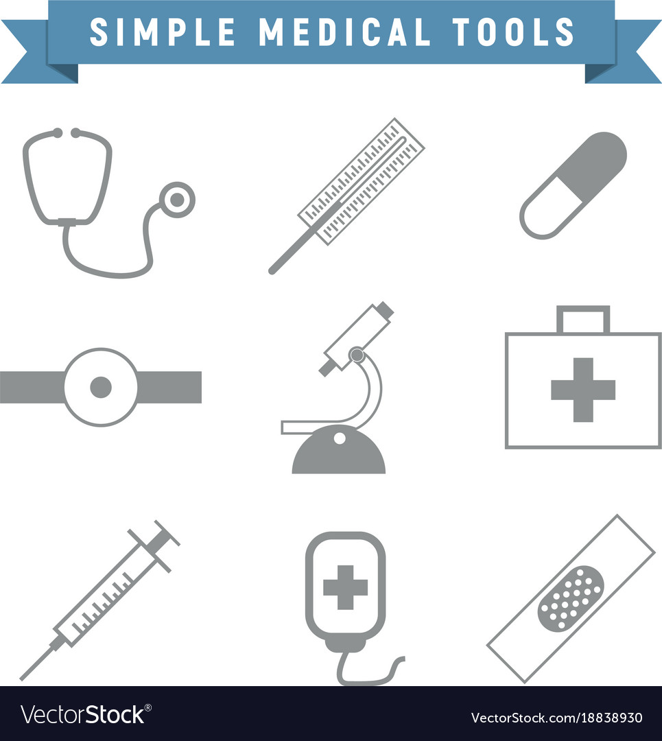 Simple outline medical tools package