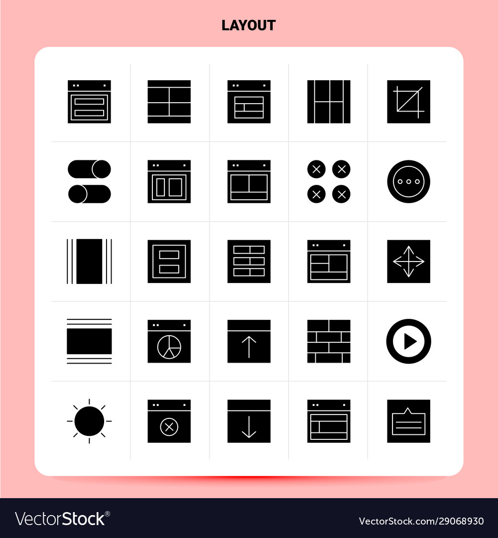 Solid 25 layout icon set glyph style design black