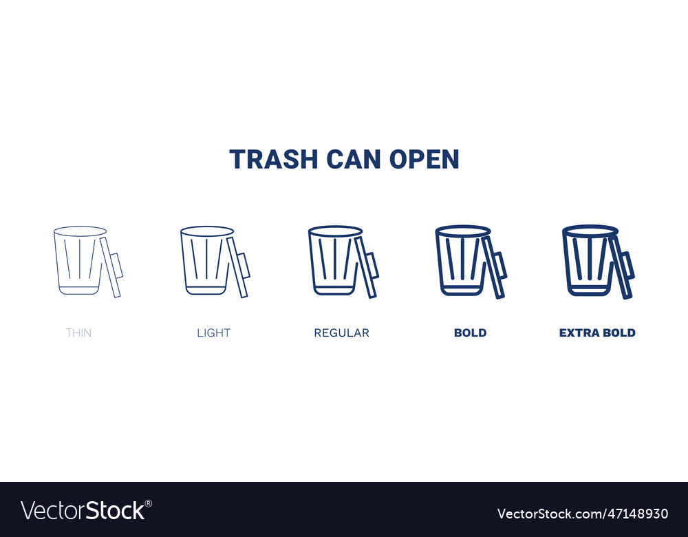 Trash can open icon thin light regular bold black vector image Trash can open icon thin light regular bold black