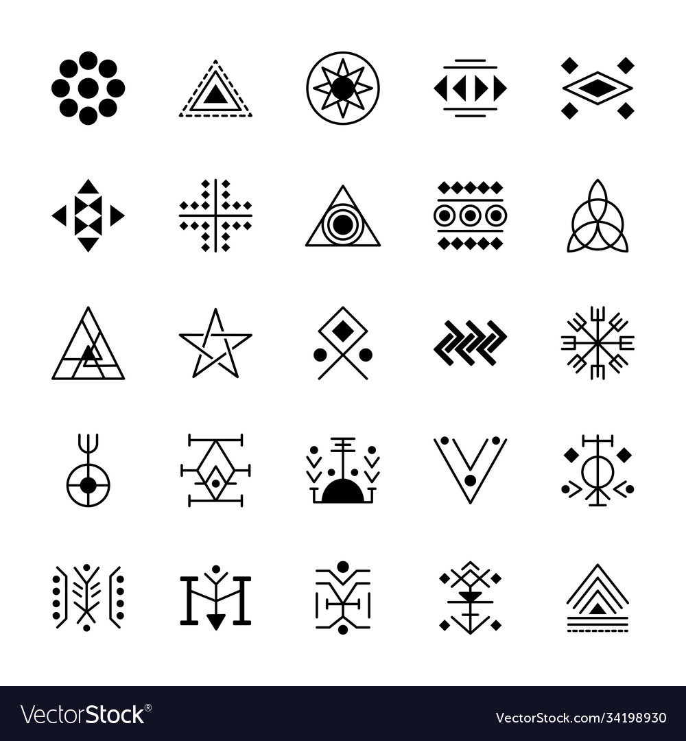 Tribal symbols icon set Royalty Free Vector Image