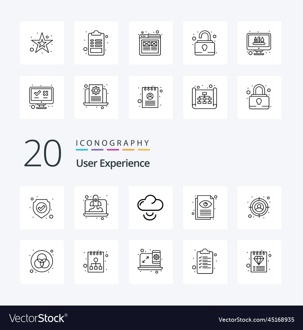 20 user experience line icon pack like interface