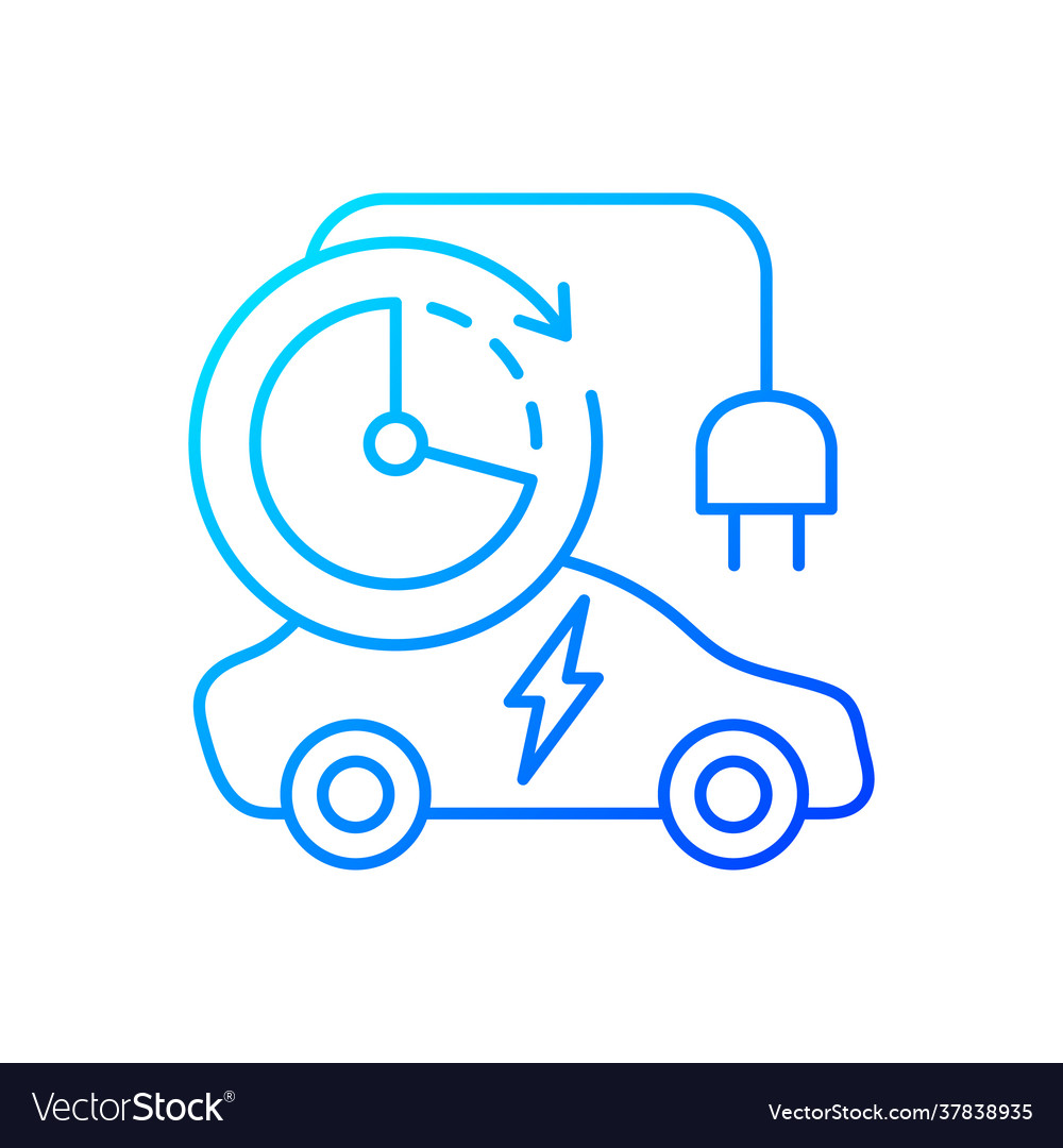 Charging time gradient linear icon vector image Charging time gradient linear icon
