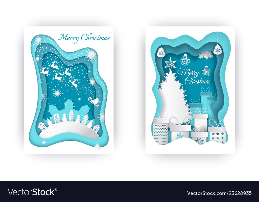 Merry christmas greeting postcards with houses Vector Image