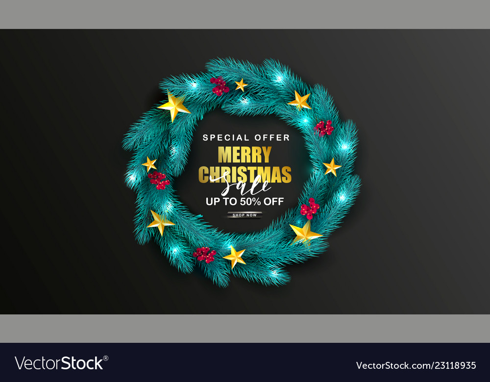 Merry christmas sale postergreen wreath