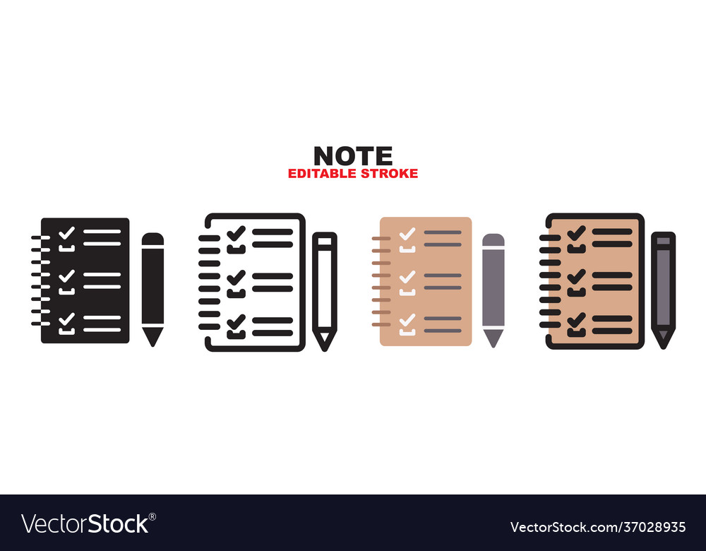 Note icon set with different styles editable vector image Note icon set with different styles editable