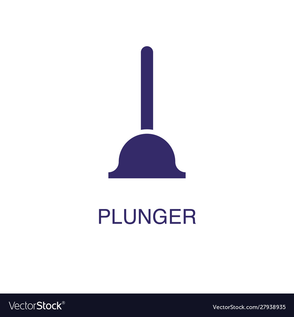 Plunger element in flat simple style on white