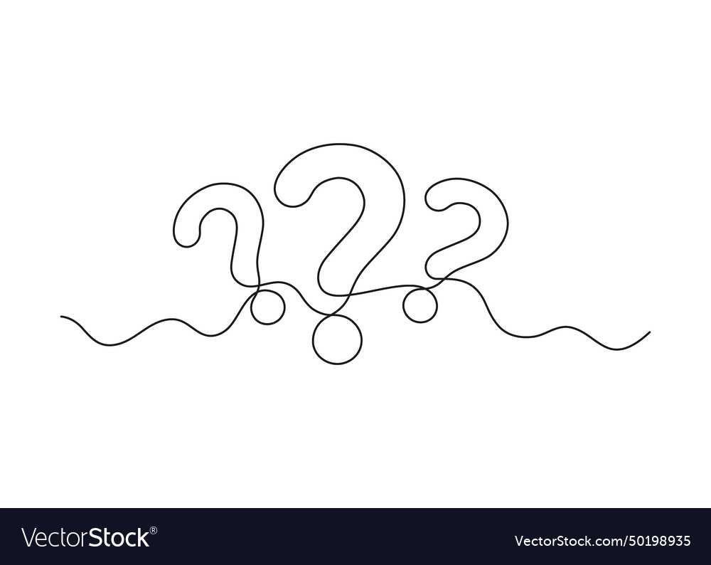 Question mark one line continuous drawing simple vector image Question mark one line continuous drawing simple