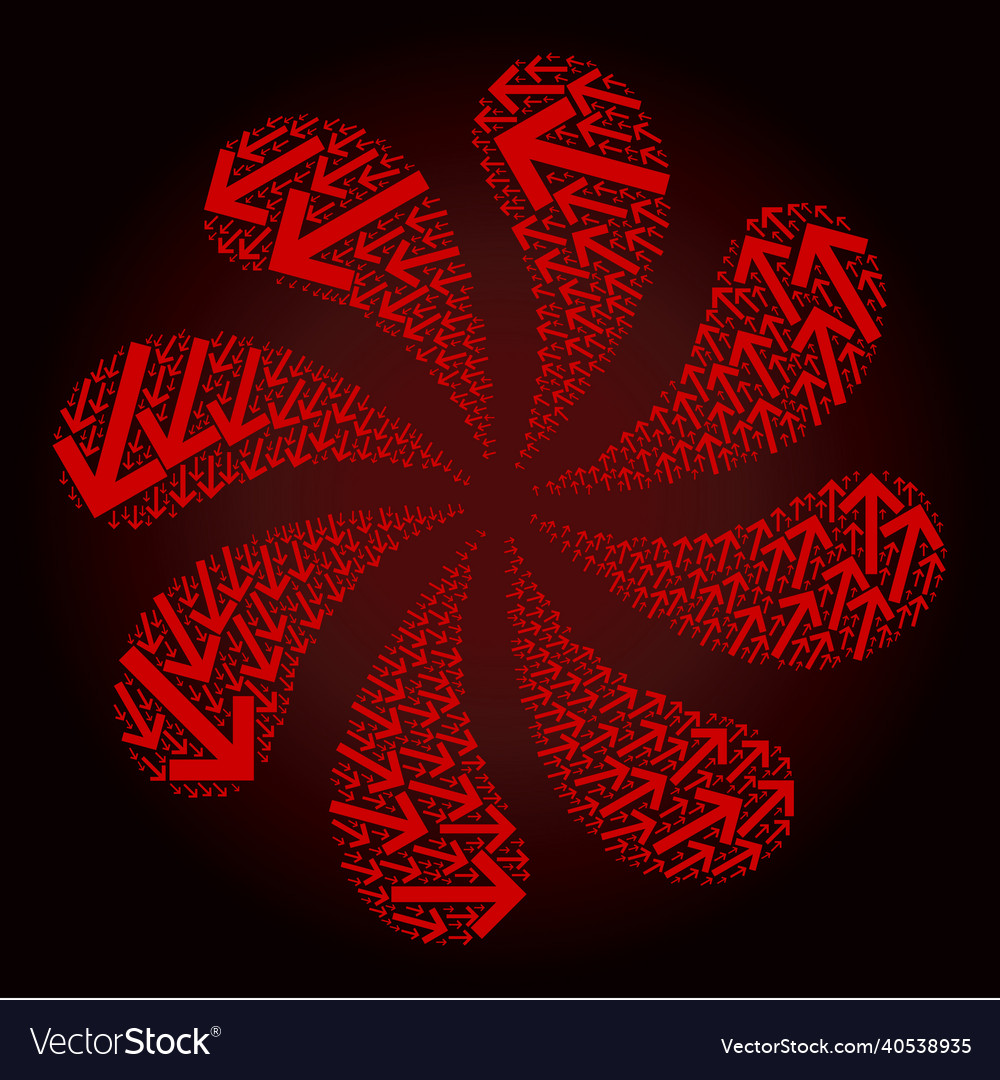 Red ccw rotation arrow icon curl flower cluster