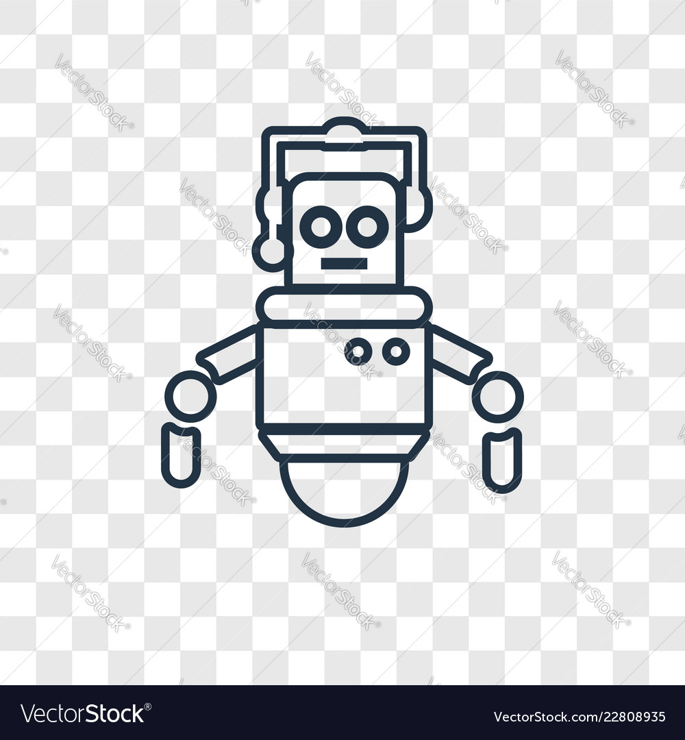 Robot concept linear icon isolated on transparent vector image Robot concept linear icon isolated on transparent