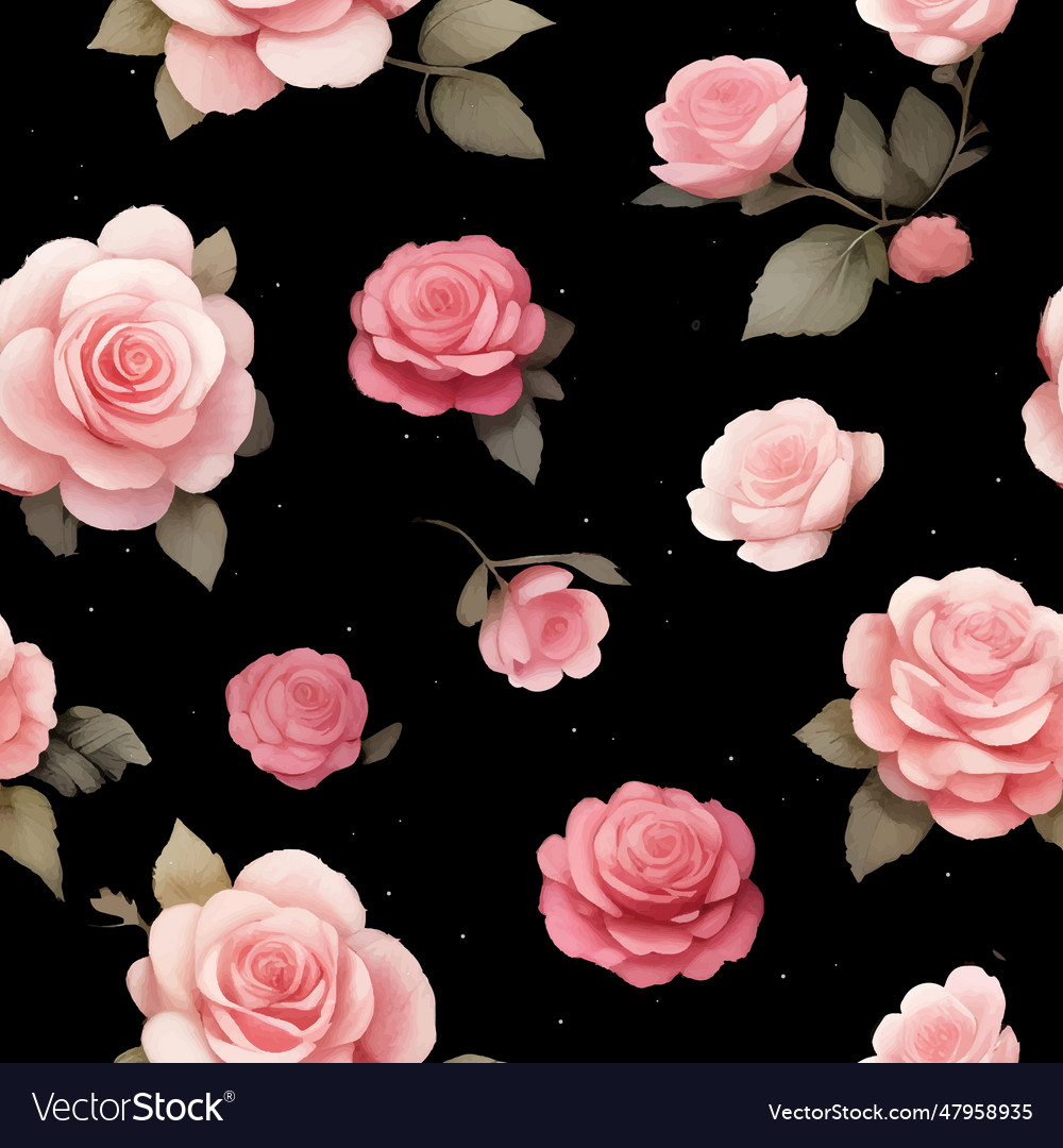Seamless pattern with roses and leaves vector image Seamless pattern with roses and leaves