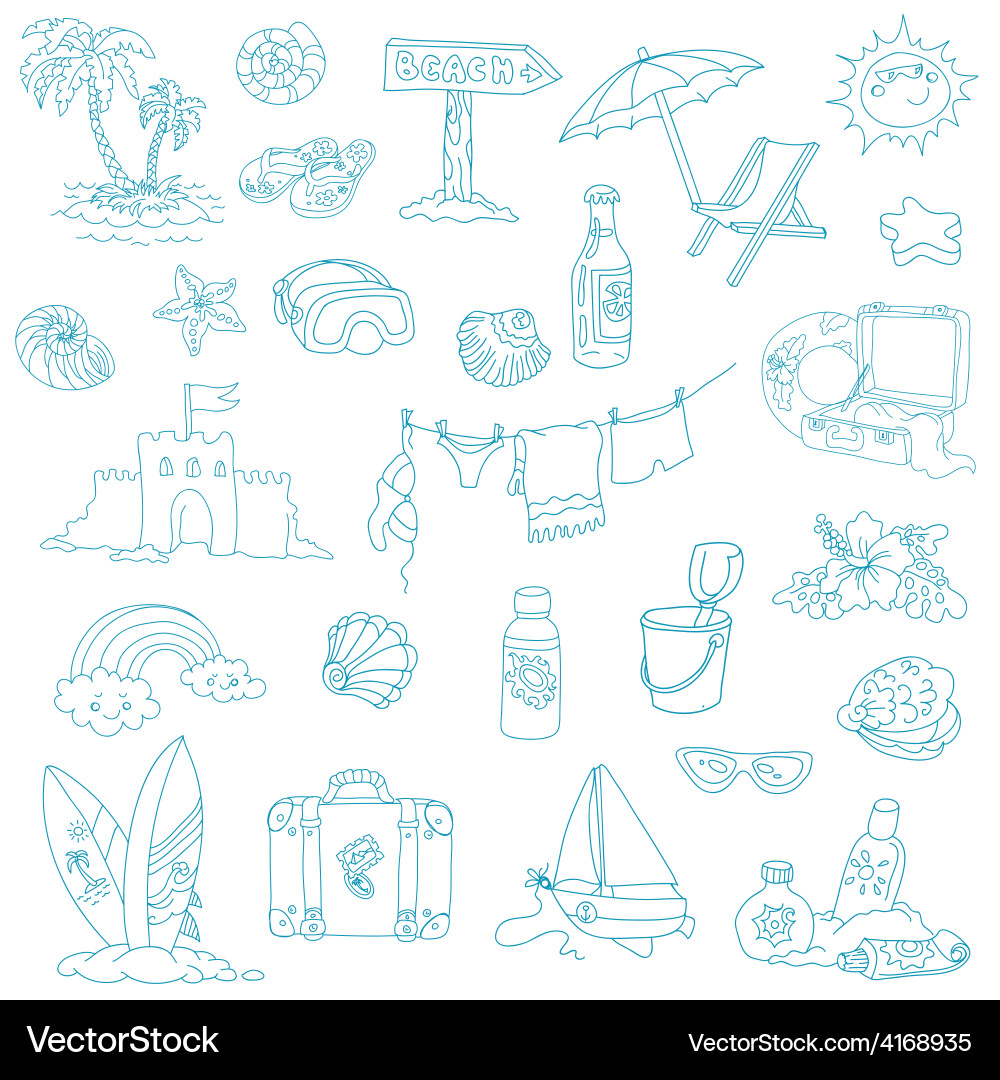 Seaside and summer - design elements Royalty Free Vector