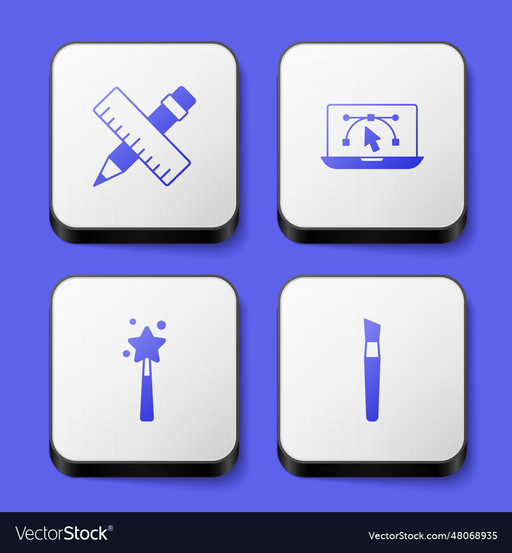Set crossed ruler and pencil computer with design vector image Set crossed ruler and pencil computer with design