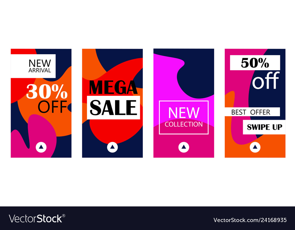 Set Instagram Stories Sale Banner Background Vector Image