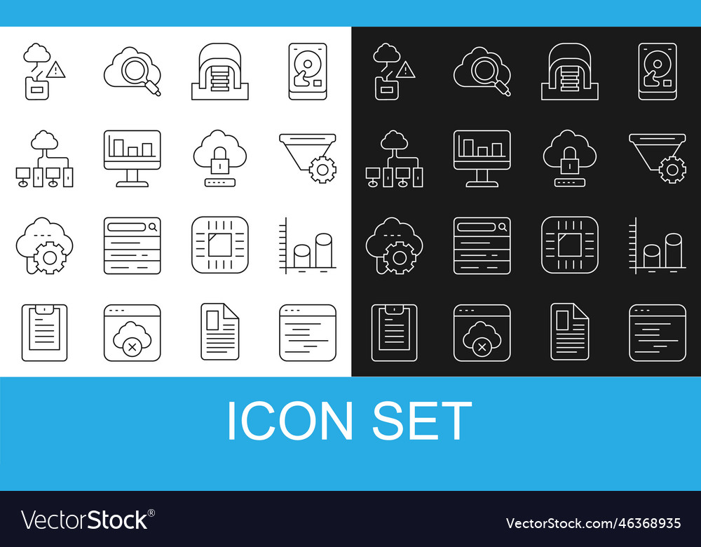 Set line software data analysis filter setting vector image Set line software data analysis filter setting
