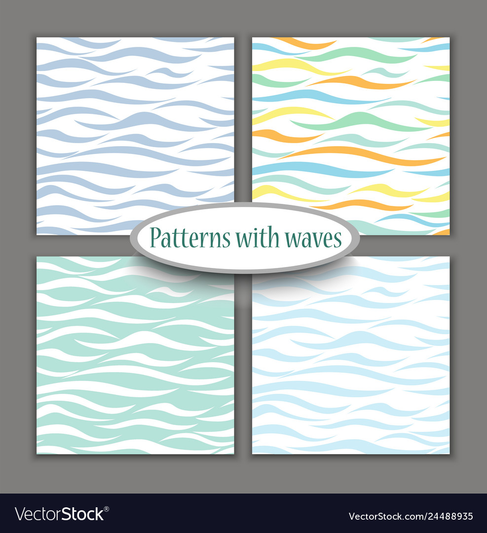 Set of marine different seamless patterns vector image Set of marine different seamless patterns