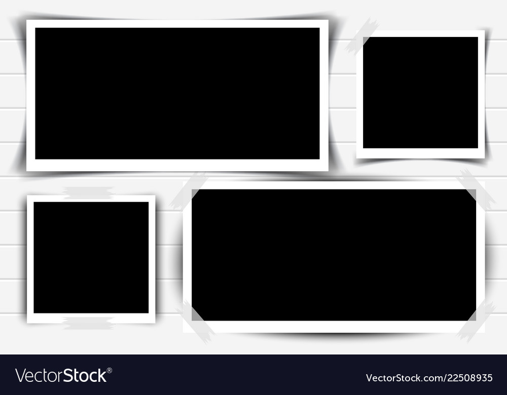 Set of retro photo frames with shadows