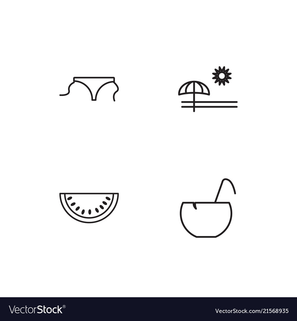 Summer linear icons set simple outline
