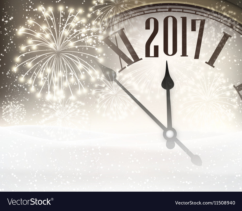 2017 new year background with clock