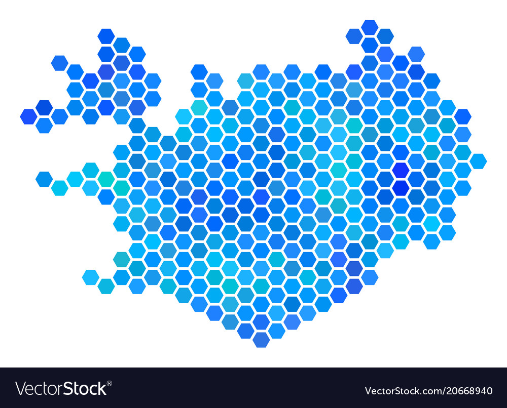 Blue hexagon iceland map