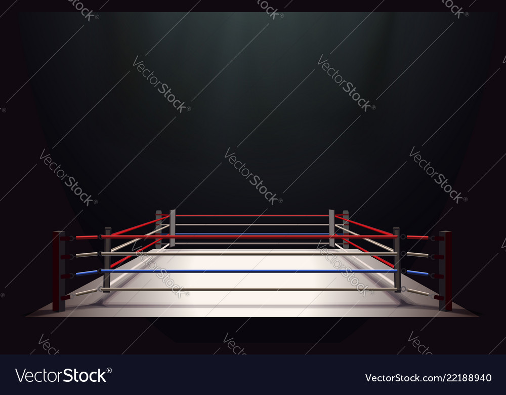 Boxing ring isolated on black abstract background Vector Image